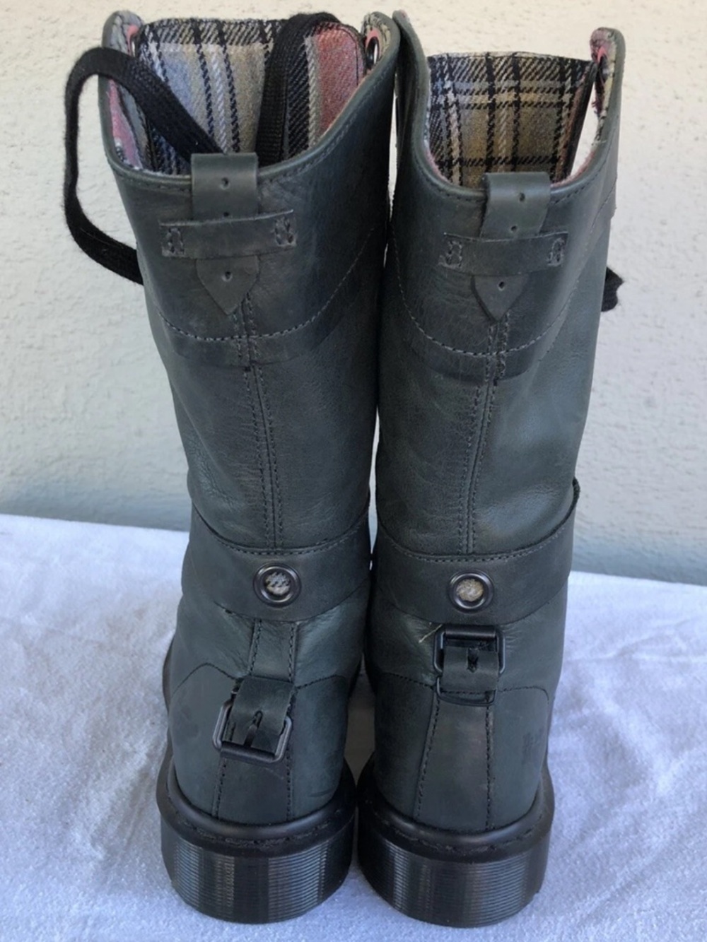 RARE Dr Martens Triumph 12107 Women US 8 EUR 39 grey black Moto Rolldown ribbon - Picture 8 of 11